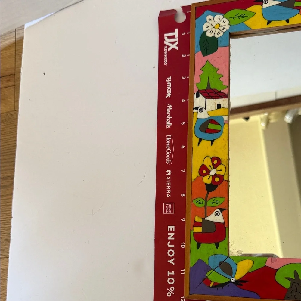 Colorful Artisan Made Hand-Painted Mirror & Frame